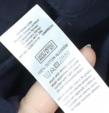 Topman Men's Blue Cotton Zip Jacket Size L