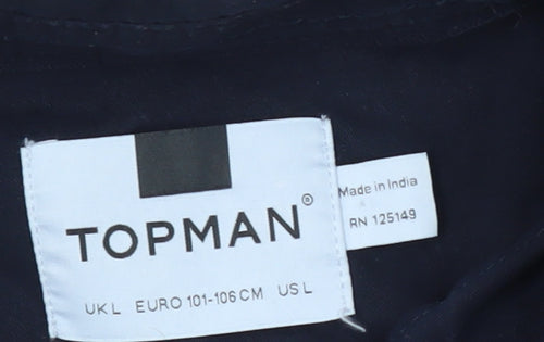 Topman Men's Blue Cotton Zip Jacket Size L