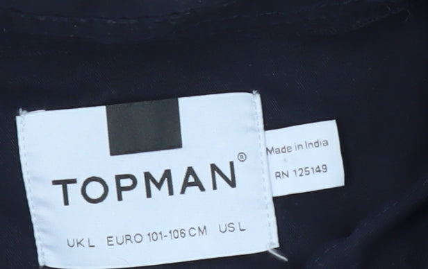 Topman Men's Blue Cotton Zip Jacket Size L