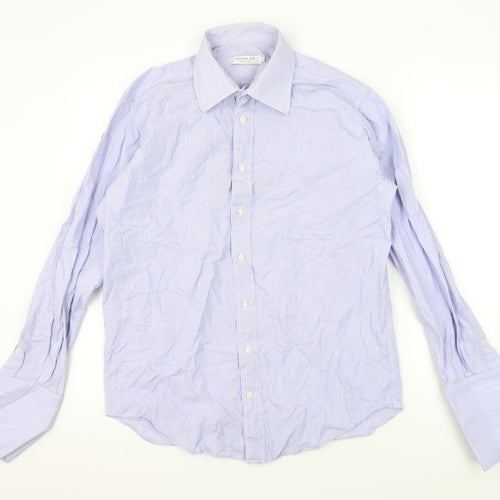 Bäumler Men's Blue Striped Dress Shirt 15.5 Long Sleeve