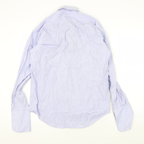 Bäumler Men's Blue Striped Dress Shirt 15.5 Long Sleeve