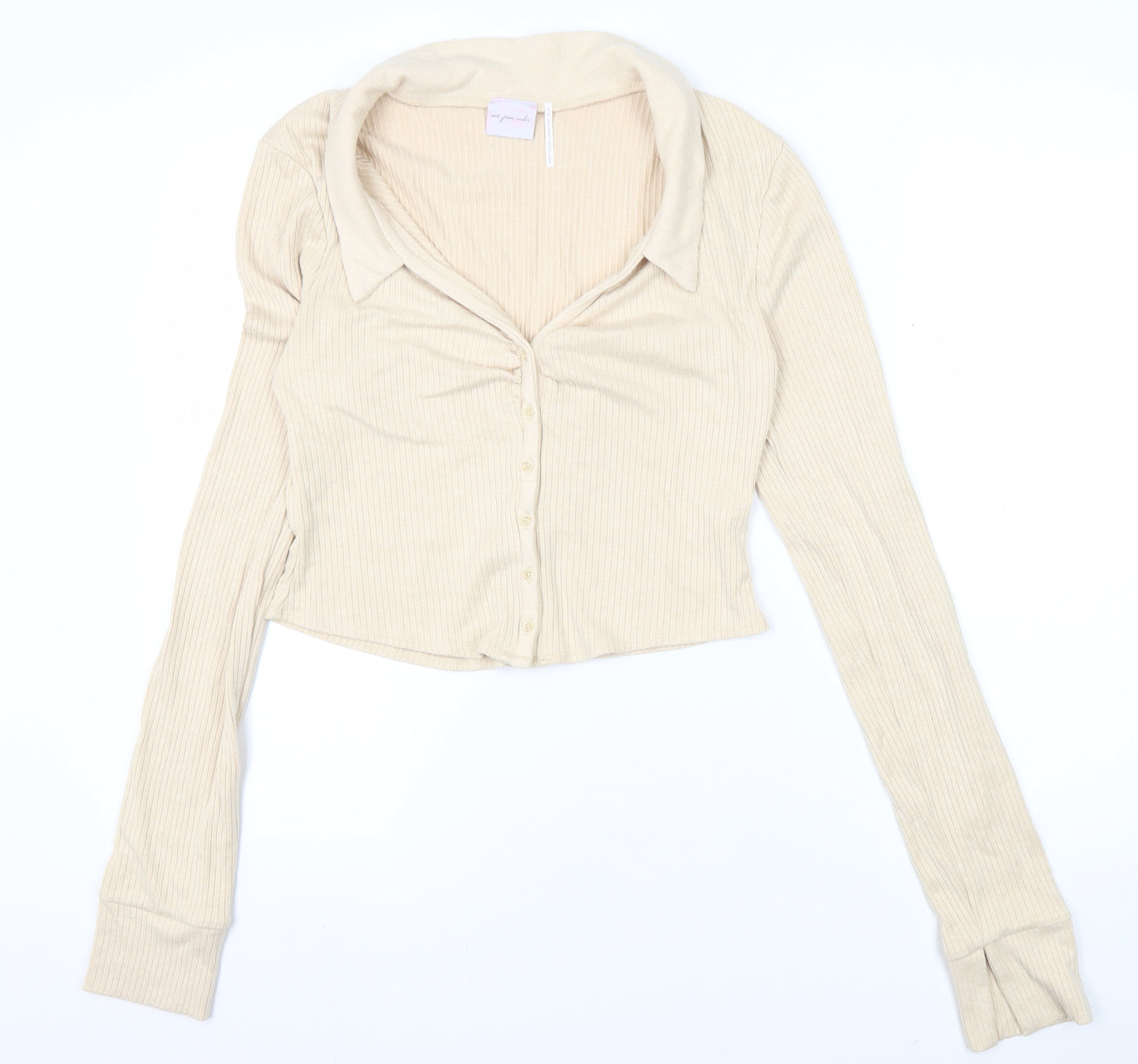 Out From Under Women's Beige XL Cropped Button-Up Top