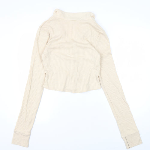 Out From Under Women's Beige XL Cropped Button-Up Top