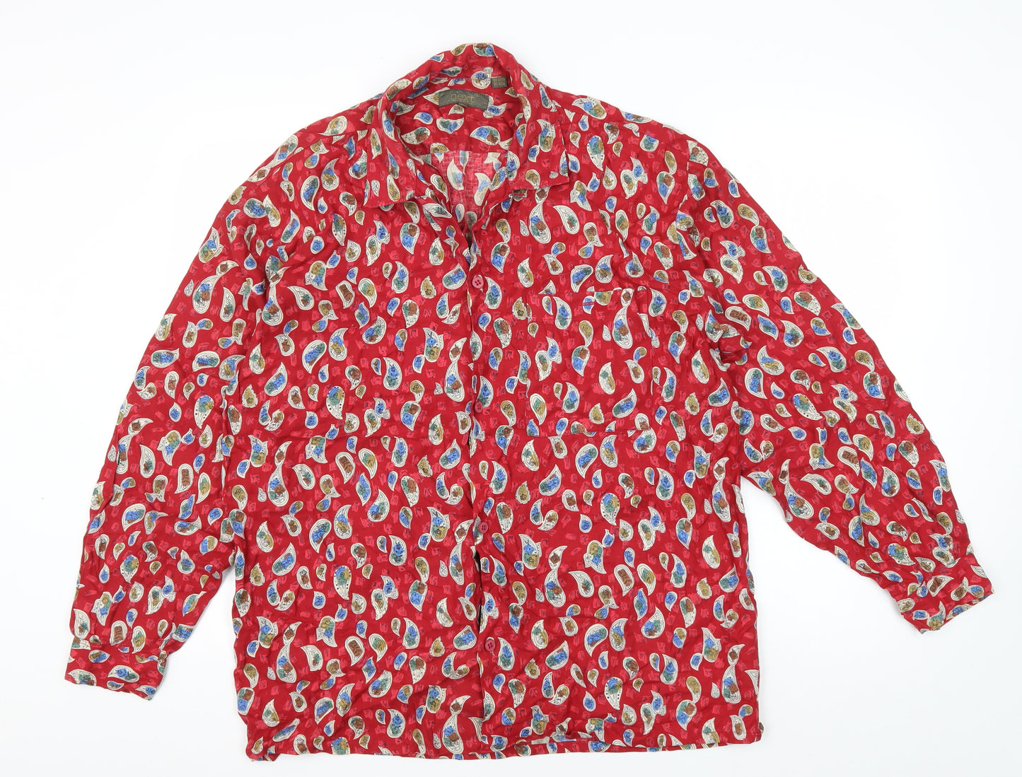 Next Men's Red Paisley Button-Up Shirt L
