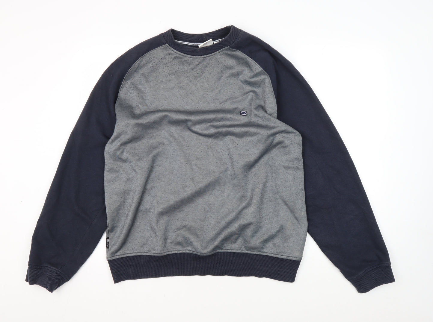 Ellesse Men's Blue Grey Sweatshirt L Logo Long Sleeve