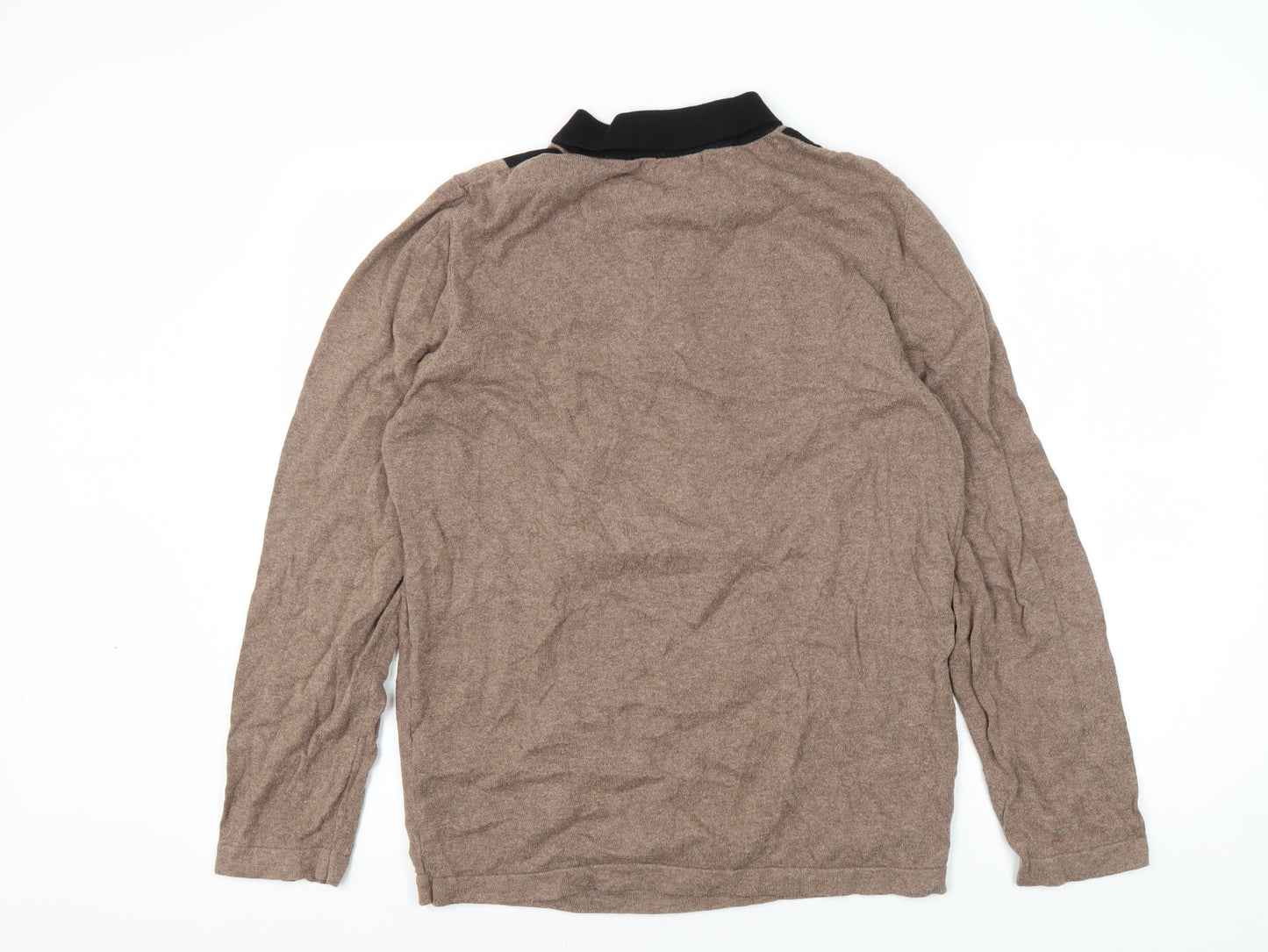 Jasper Conran Men's Brown Striped Henley Jumper L