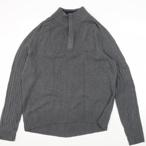 Marks and Spencer Grey Mock Neck Cotton Jumper Large