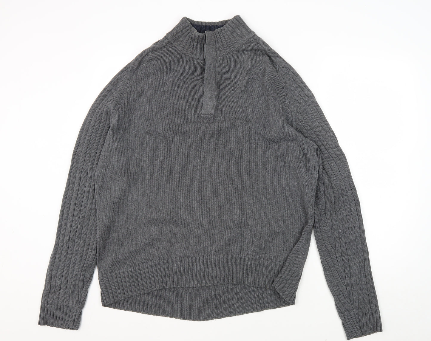 Marks and Spencer Grey Mock Neck Cotton Jumper Large