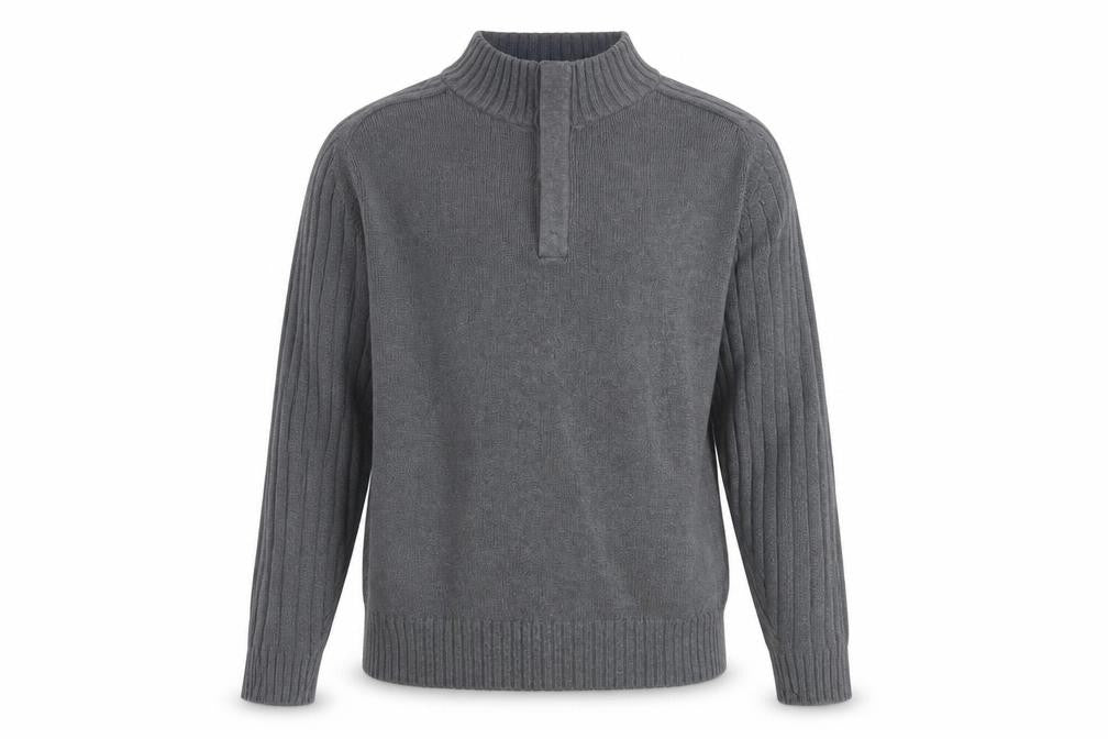 Front view of Marks & Spencer Grey Mock Neck Cotton Jumper Large