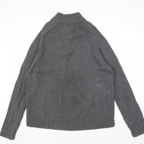 Marks and Spencer Grey Mock Neck Cotton Jumper Large