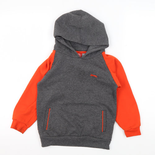 Slazenger Boys Grey Orange Pullover Hoodie 5-6 Years