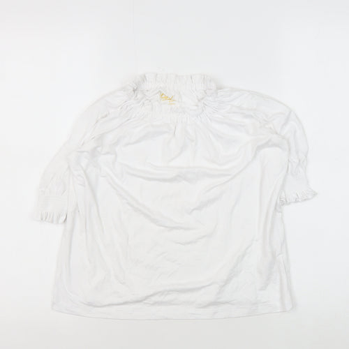 Boden Girls White Top, Size 8-9 Years, 3/4 Sleeve