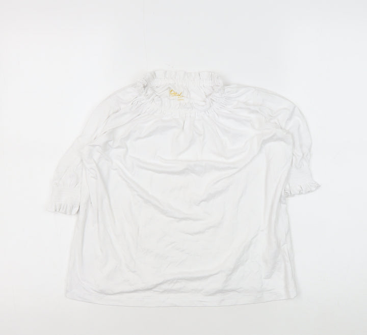 Boden Girls White Top, Size 8-9 Years, 3/4 Sleeve