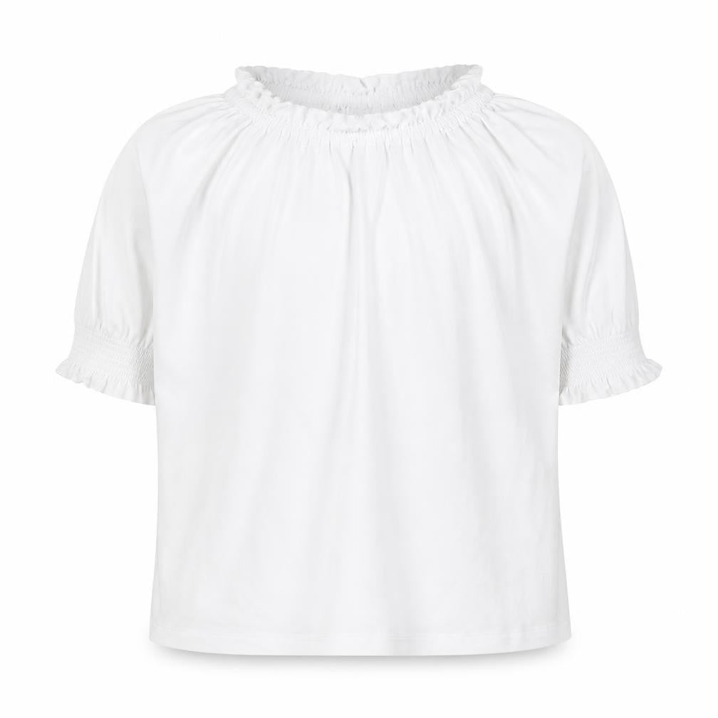 Boden Girls White Top, Size 8-9 Years, 3/4 Sleeve