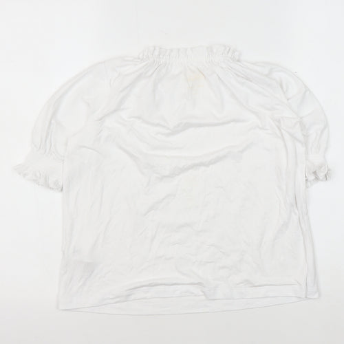 Boden Girls White Top, Size 8-9 Years, 3/4 Sleeve