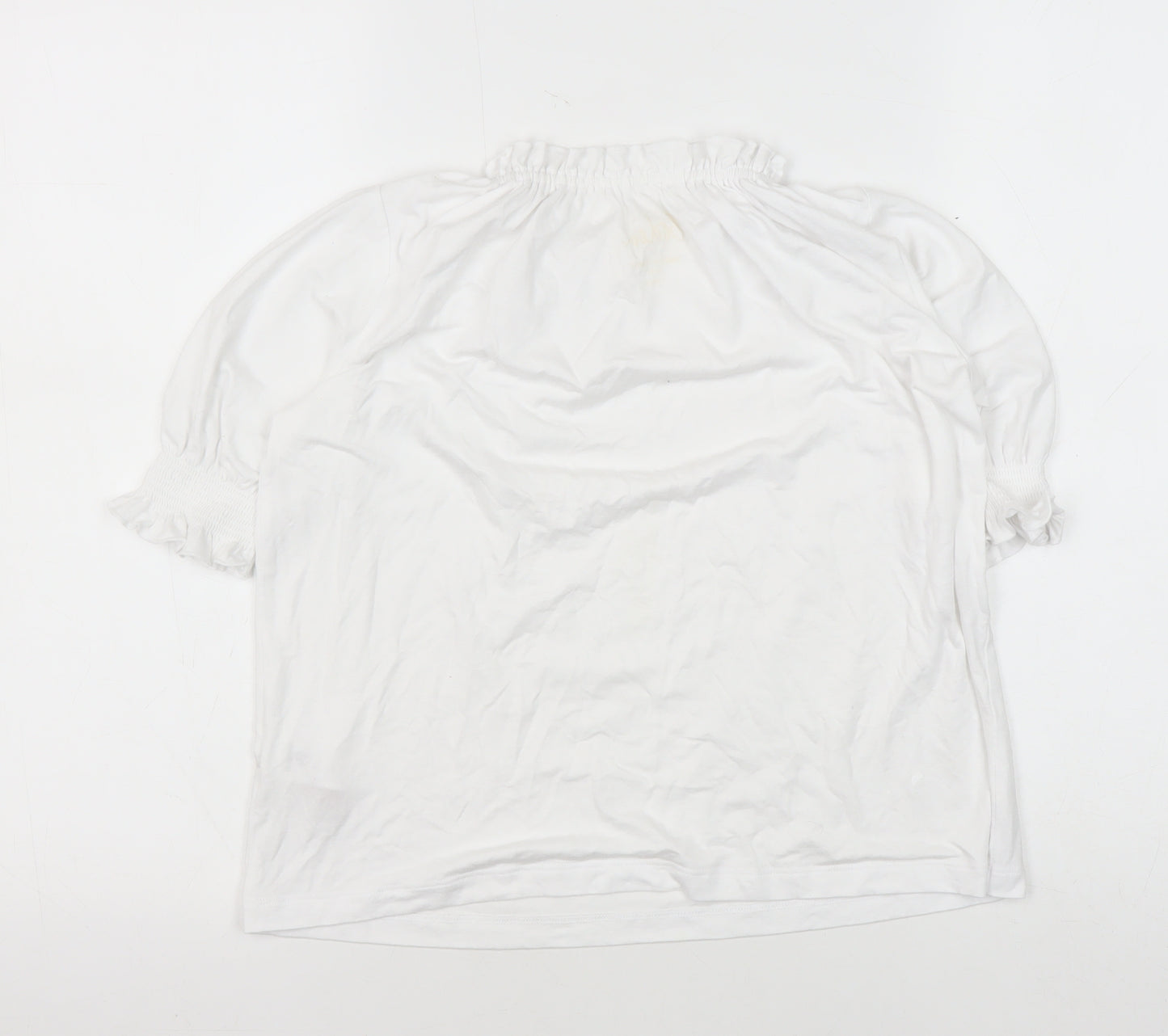 Boden Girls White Top, Size 8-9 Years, 3/4 Sleeve