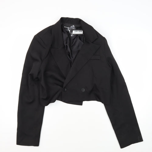 PrettyLittleThing Women Black Cropped Blazer Size 12