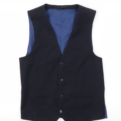ONESIX5IVE Men's Blue Slim Fit Waistcoat Size 40R