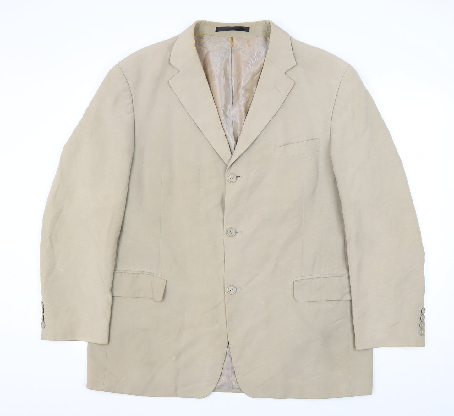 Marks & Spencer Men's Beige Linen Blazer - Size 44R