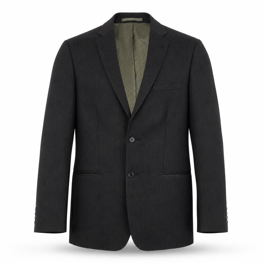 Front view of Next men’s black pinstripe blazer 40r regular fit