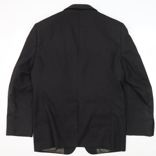 Next Mens Black Pinstripe Blazer 40R Regular Fit