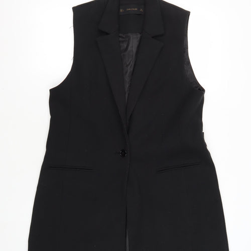 Zara Women's Black Sleeveless Belted Suit Jacket L