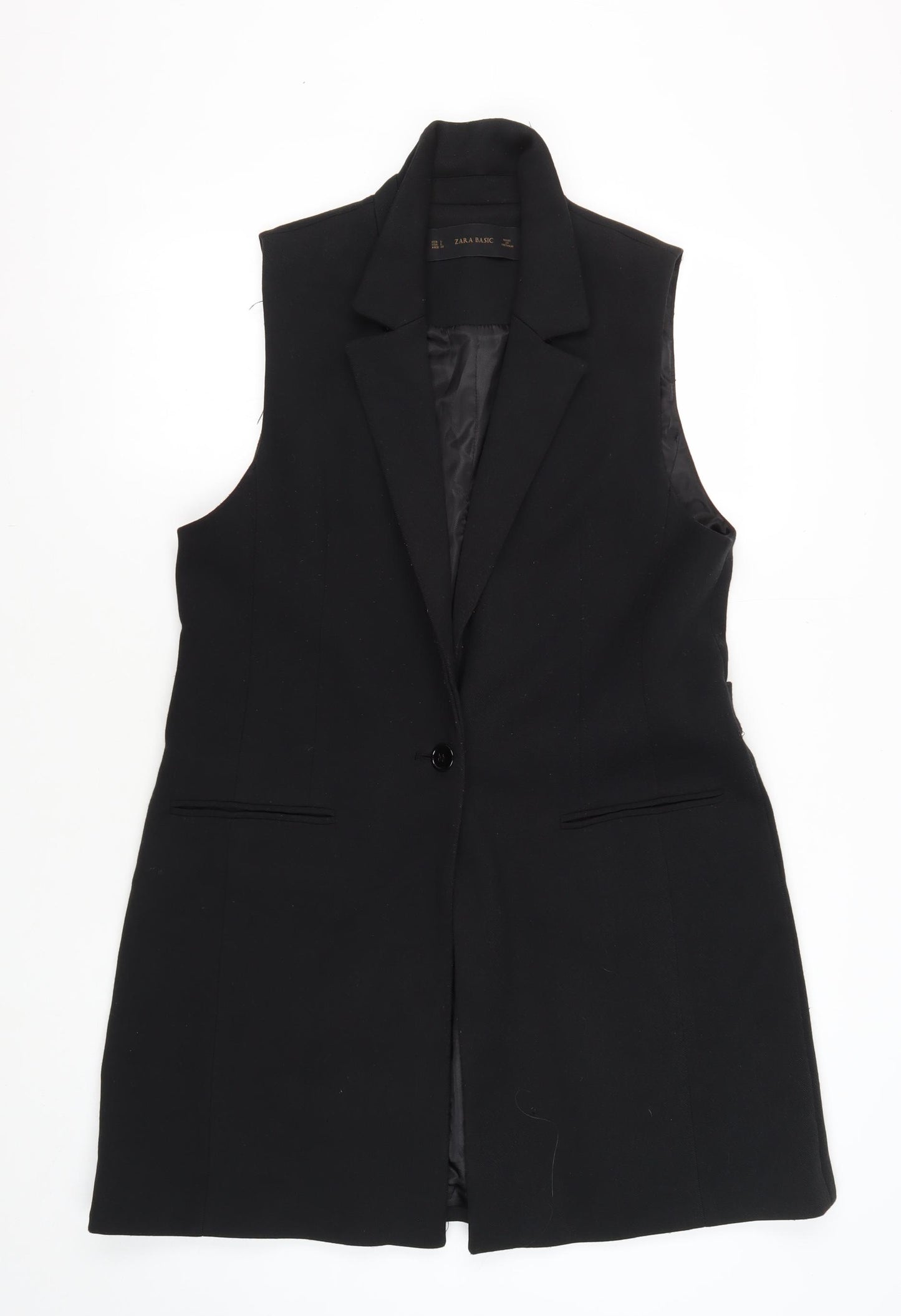 Zara Women's Black Sleeveless Belted Suit Jacket L