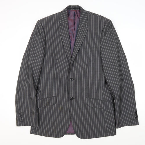 Jones Men's Grey Striped Blazer, 40L for Formal Events