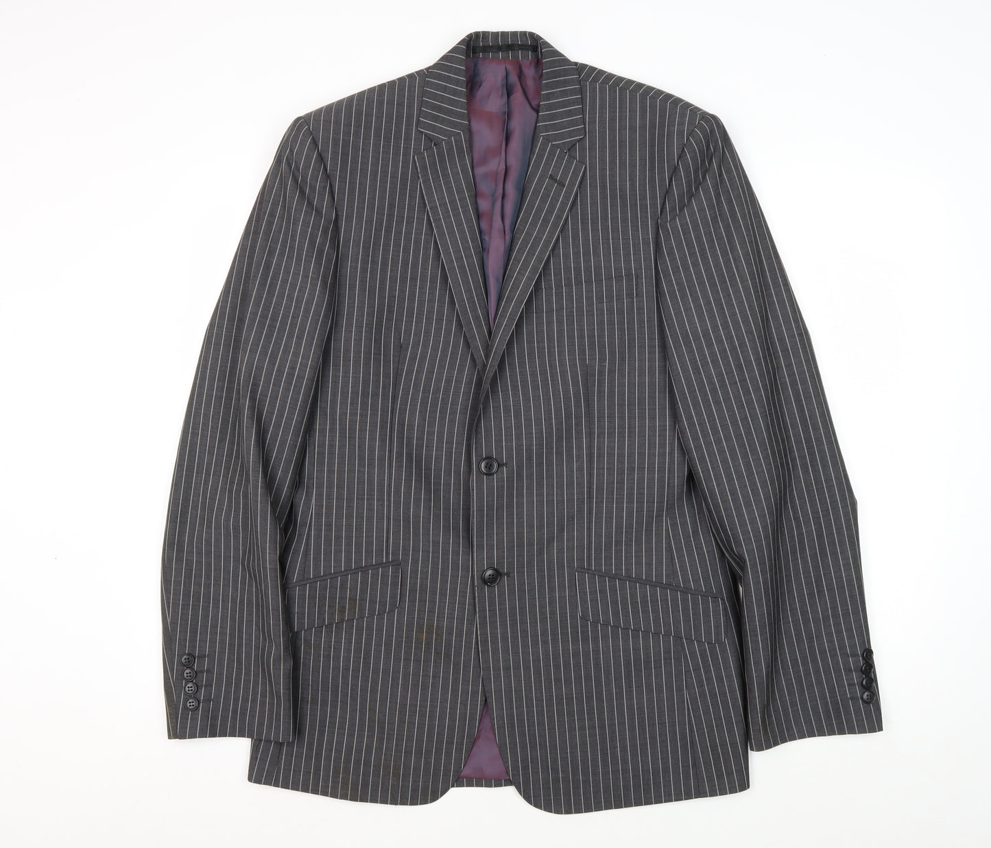 Jones Men's Grey Striped Blazer, 40L for Formal Events