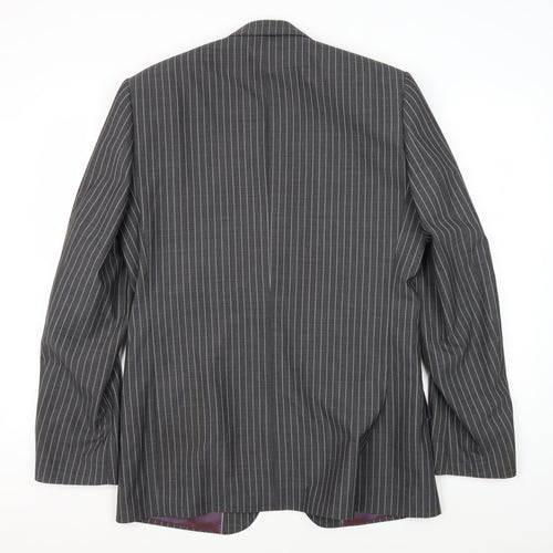 Jones Men's Grey Striped Blazer, 40L for Formal Events