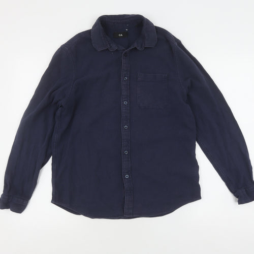C&A Men's Blue Long Sleeve Button-Up Shirt M
