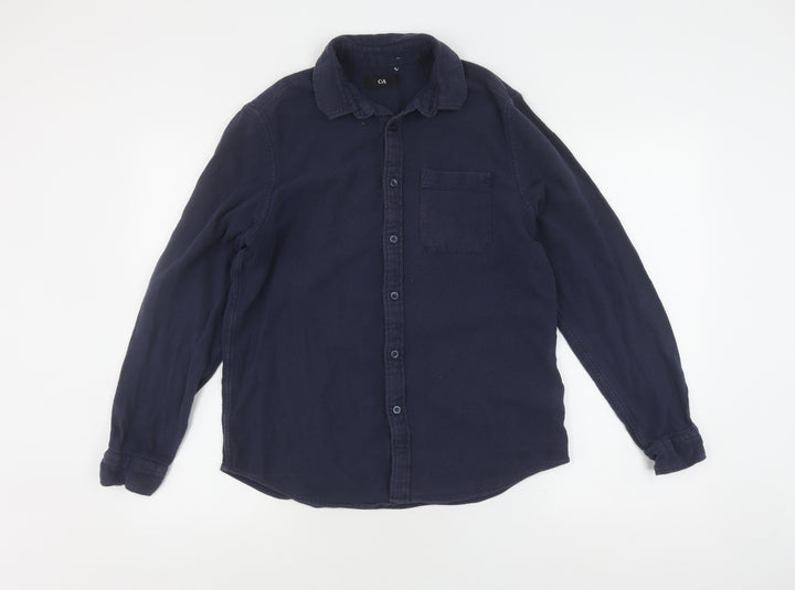 C&A Men's Blue Long Sleeve Button-Up Shirt M