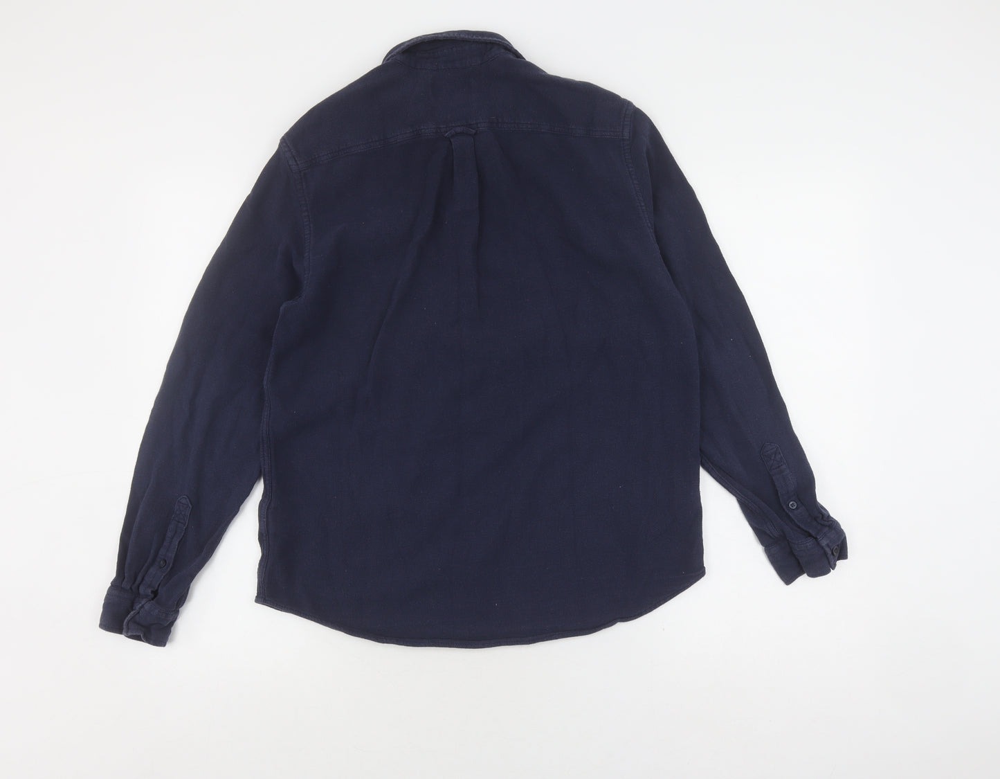C&A Men's Blue Long Sleeve Button-Up Shirt M