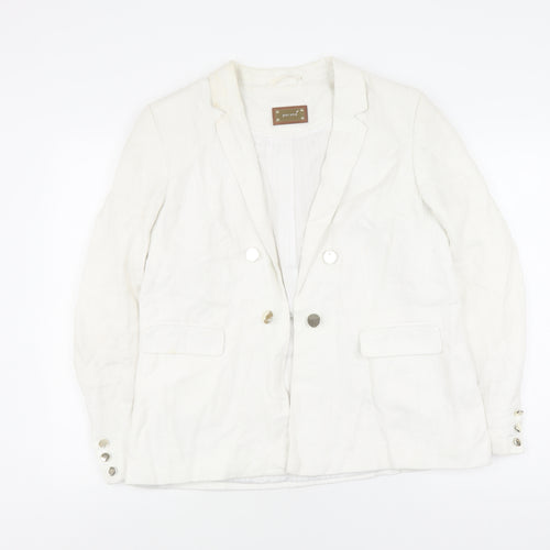 Marks and Spencer Women's White Blazer UK 16 Linen Blend