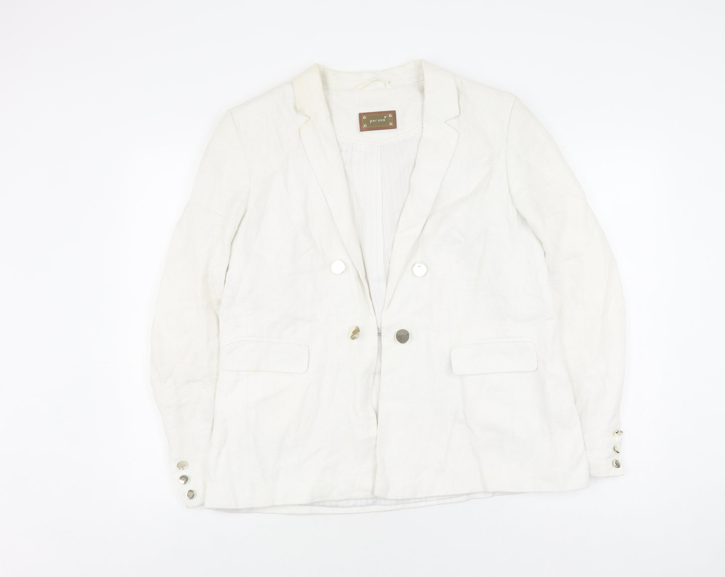 Marks and Spencer Women's White Blazer UK 16 Linen Blend