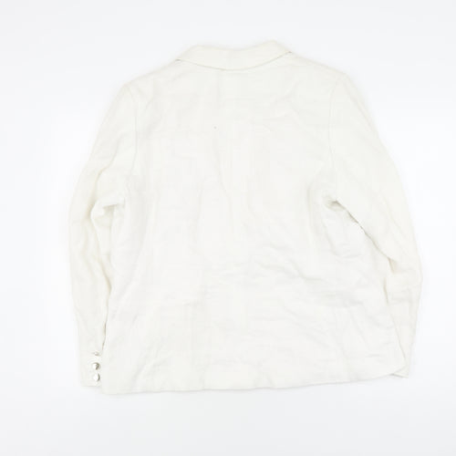 Marks and Spencer Women's White Blazer UK 16 Linen Blend