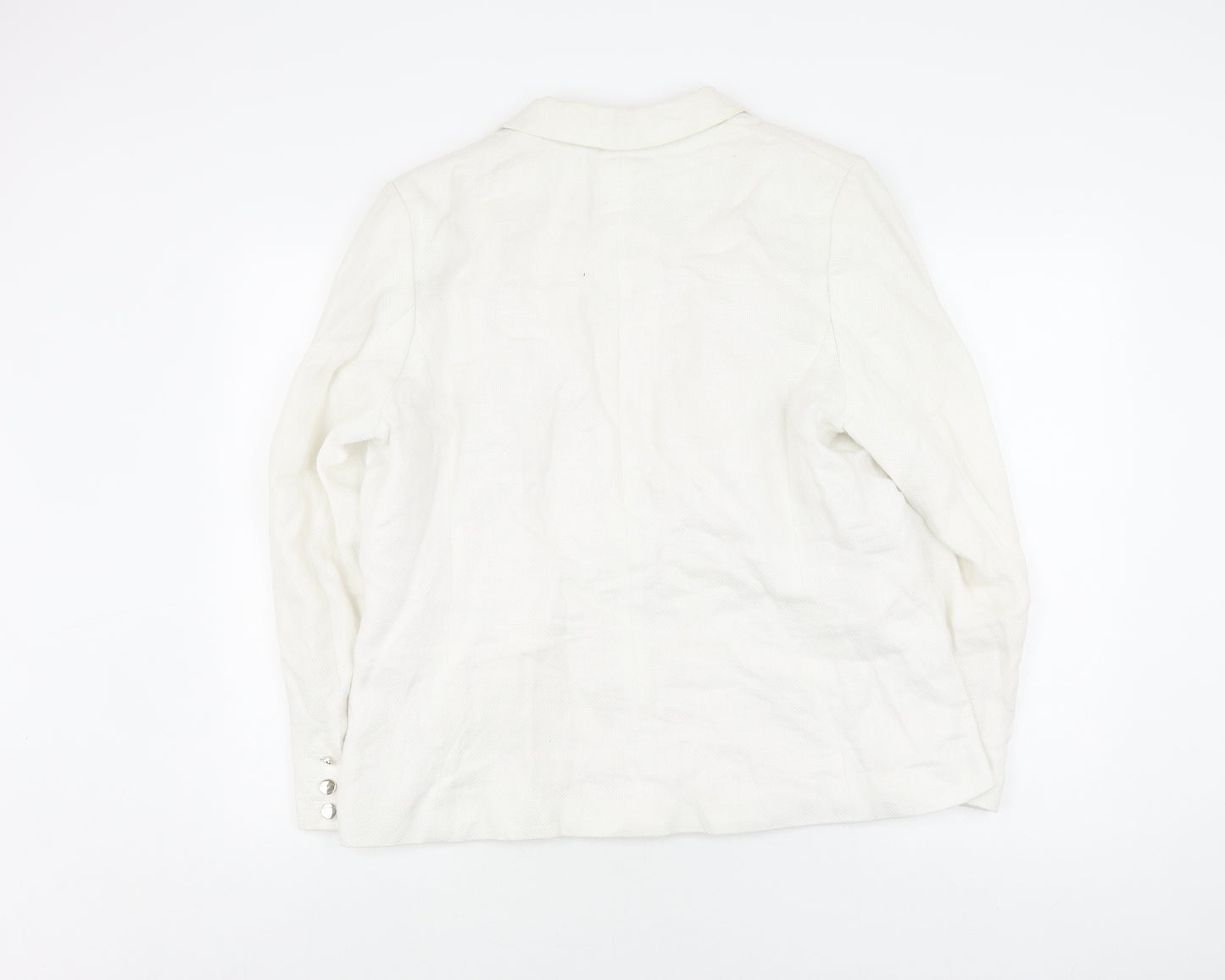 Marks and Spencer Women's White Blazer UK 16 Linen Blend