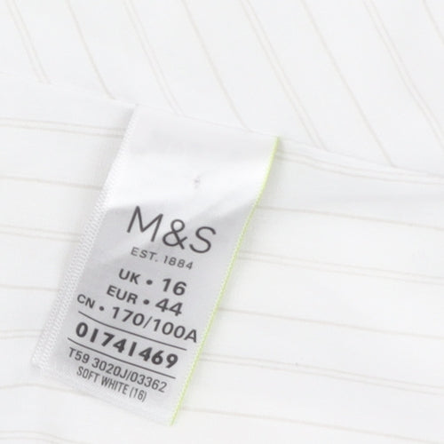 Marks and Spencer Women's White Blazer UK 16 Linen Blend