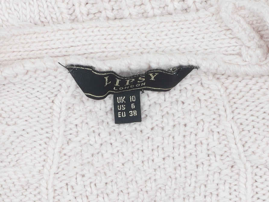 Lipsy Women’s Ivory Cardigan, Size 10, Cable-Knit, New