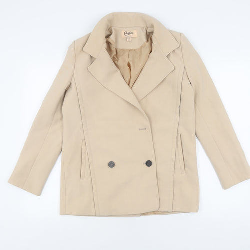 Candie's Men's Beige Regular Fit Mid-Length Pea Coat