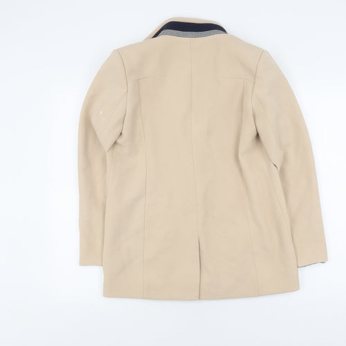 Candie's Men's Beige Regular Fit Mid-Length Pea Coat