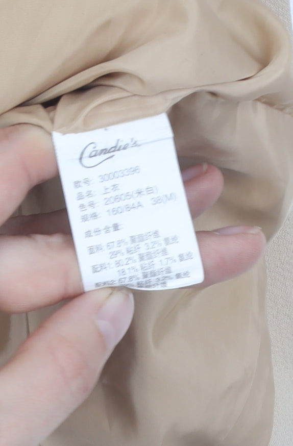 Candie's Men's Beige Regular Fit Mid-Length Pea Coat