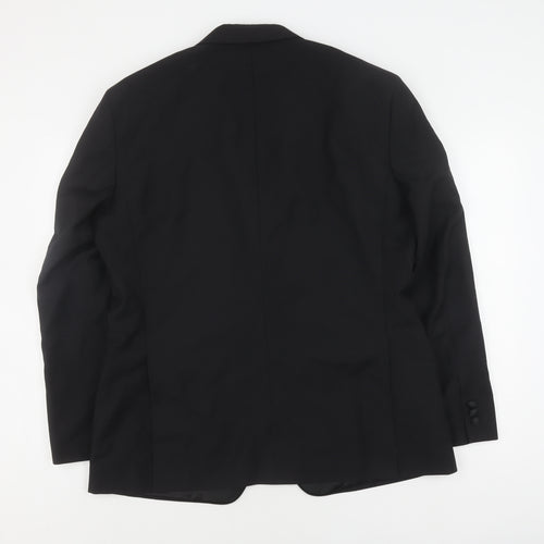 T.M.Lewin Men's Black Tuxedo Blazer 44R Wool Mohair Shawl Lapel