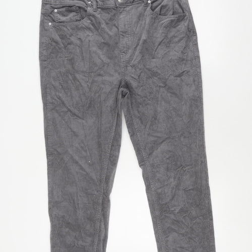 Marks and Spencer Women's Grey Corduroy Trousers Size 18