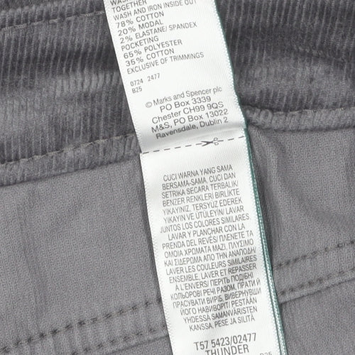 Marks and Spencer Women's Grey Corduroy Trousers Size 18
