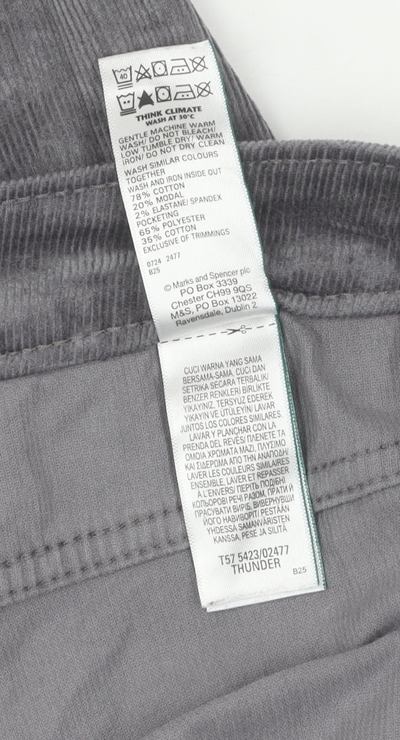 Marks and Spencer Women's Grey Corduroy Trousers Size 18