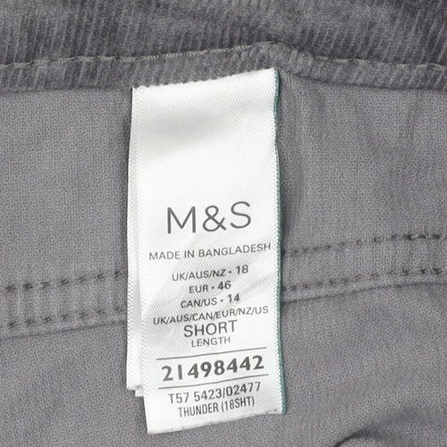 Marks and Spencer Women's Grey Corduroy Trousers Size 18