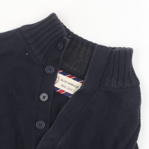 Marks and Spencer Men's Blue Cardigan, Medium, Cotton