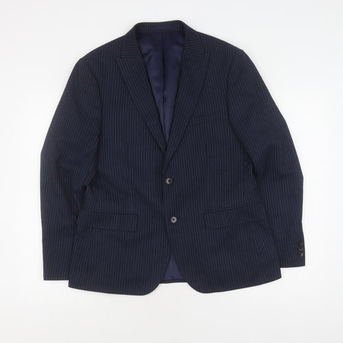 Moss London Men's Blue Pinstripe Suit Jacket 40S