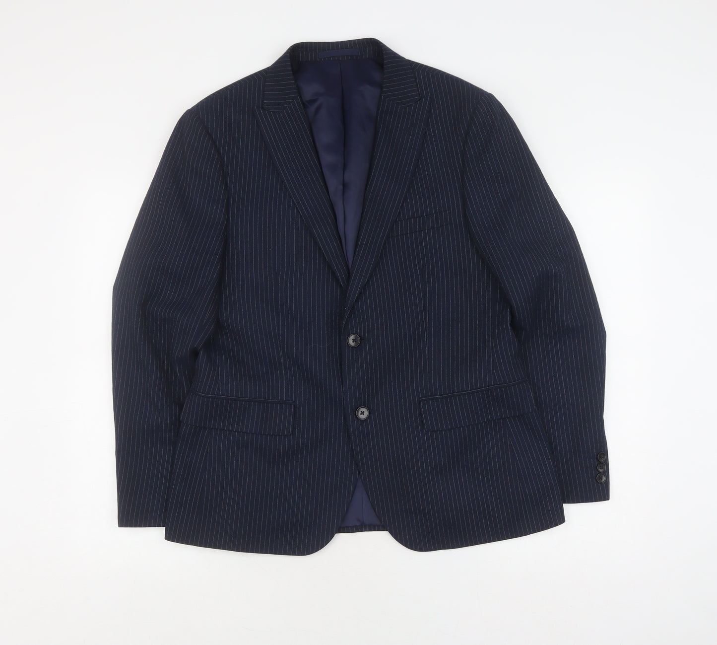 Moss London Men's Blue Pinstripe Suit Jacket 40S